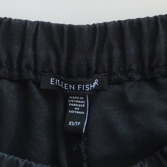 Eileen Fisher Black Lyocell Organic Linen Tapered High Waist Pull-on Pants XS - Picture 7 of 9